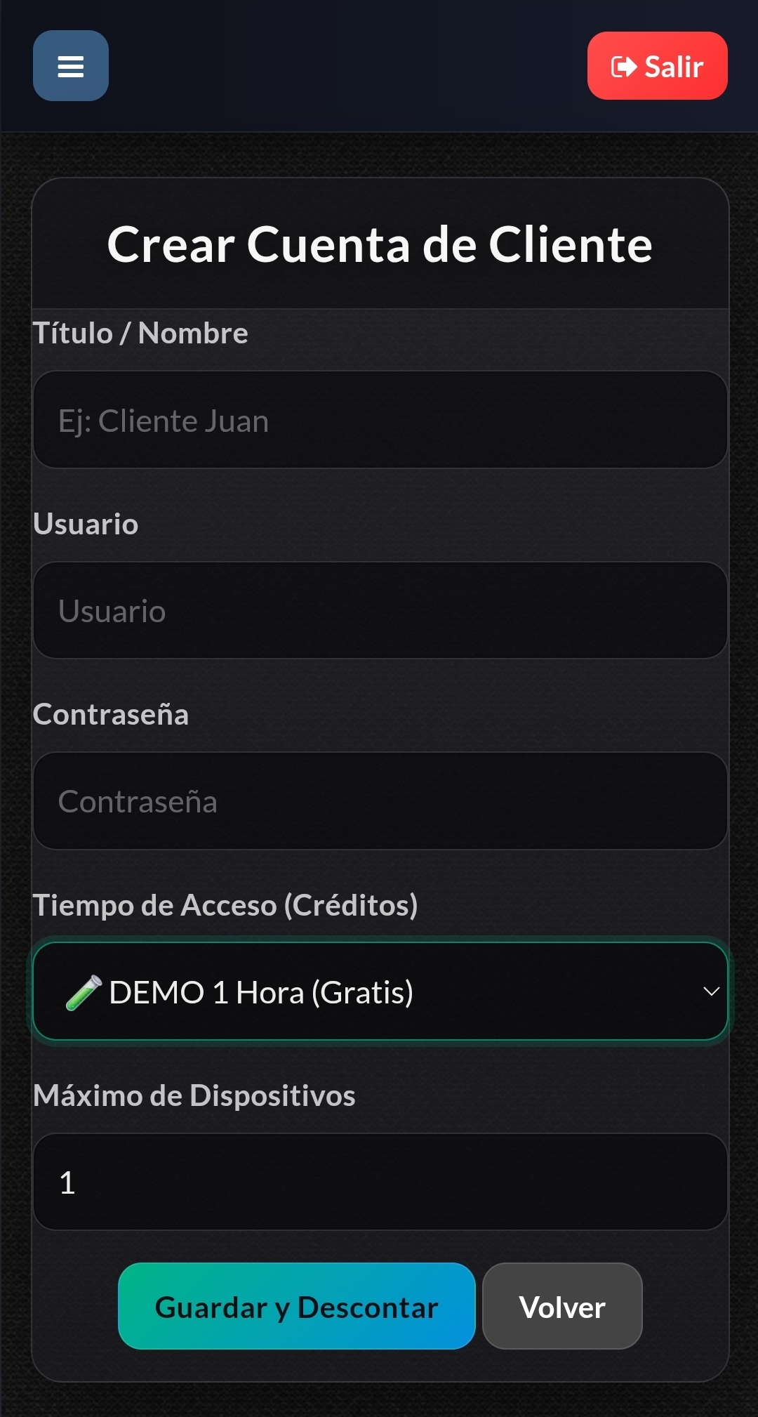 CREAR CUENTAS